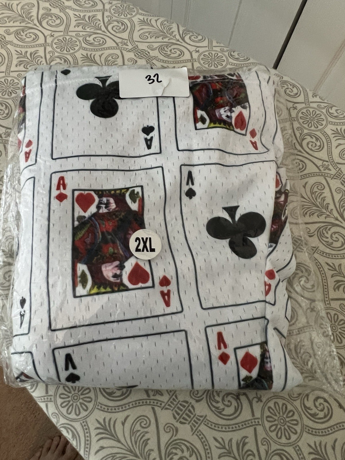 Asylum Men’s Athletic Mesh Shorts Drawstring Playing Cards Retail $170