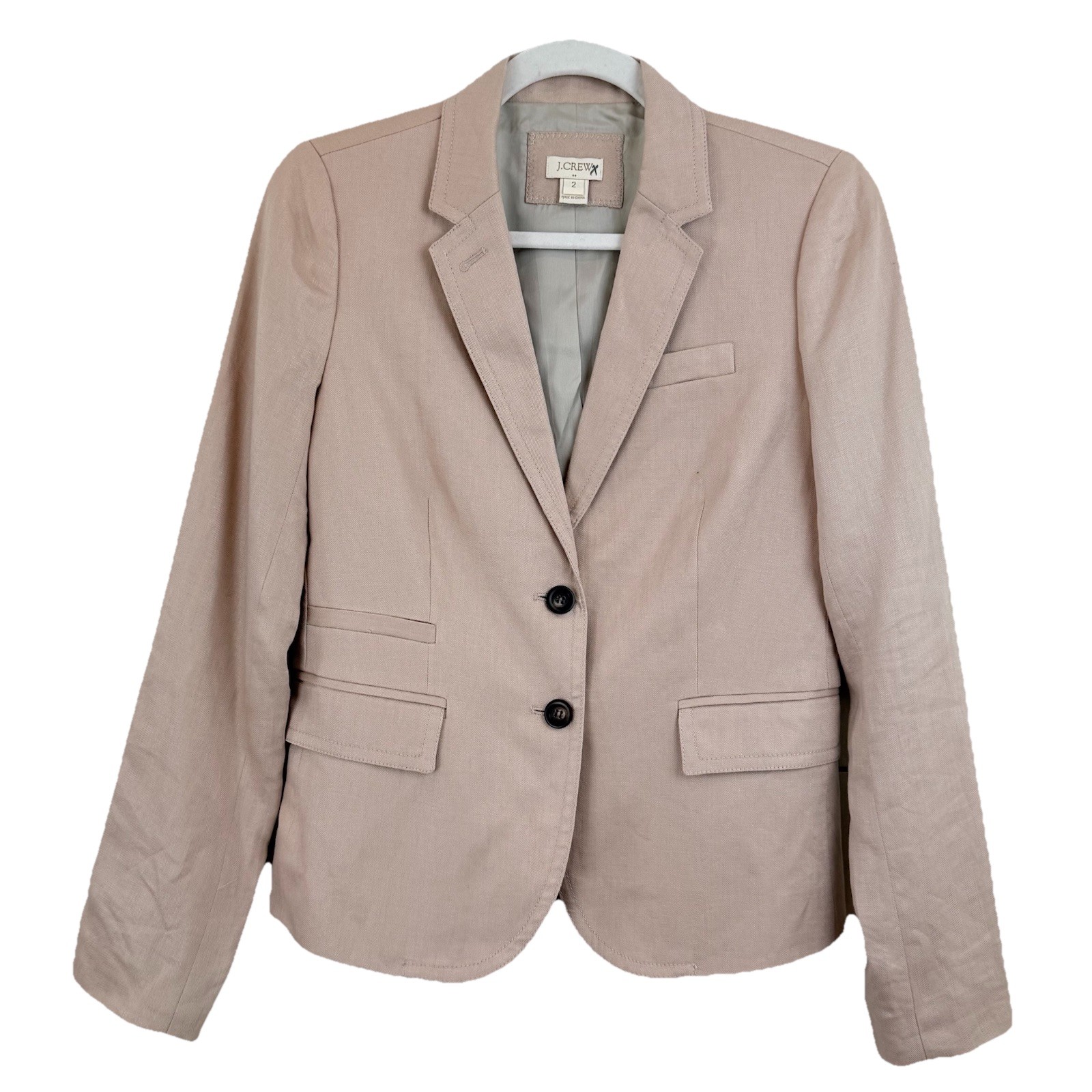 J. Crew KEATING BOY Blazer Jacket 100% Linen Blush Herringbone 37358 Women 2