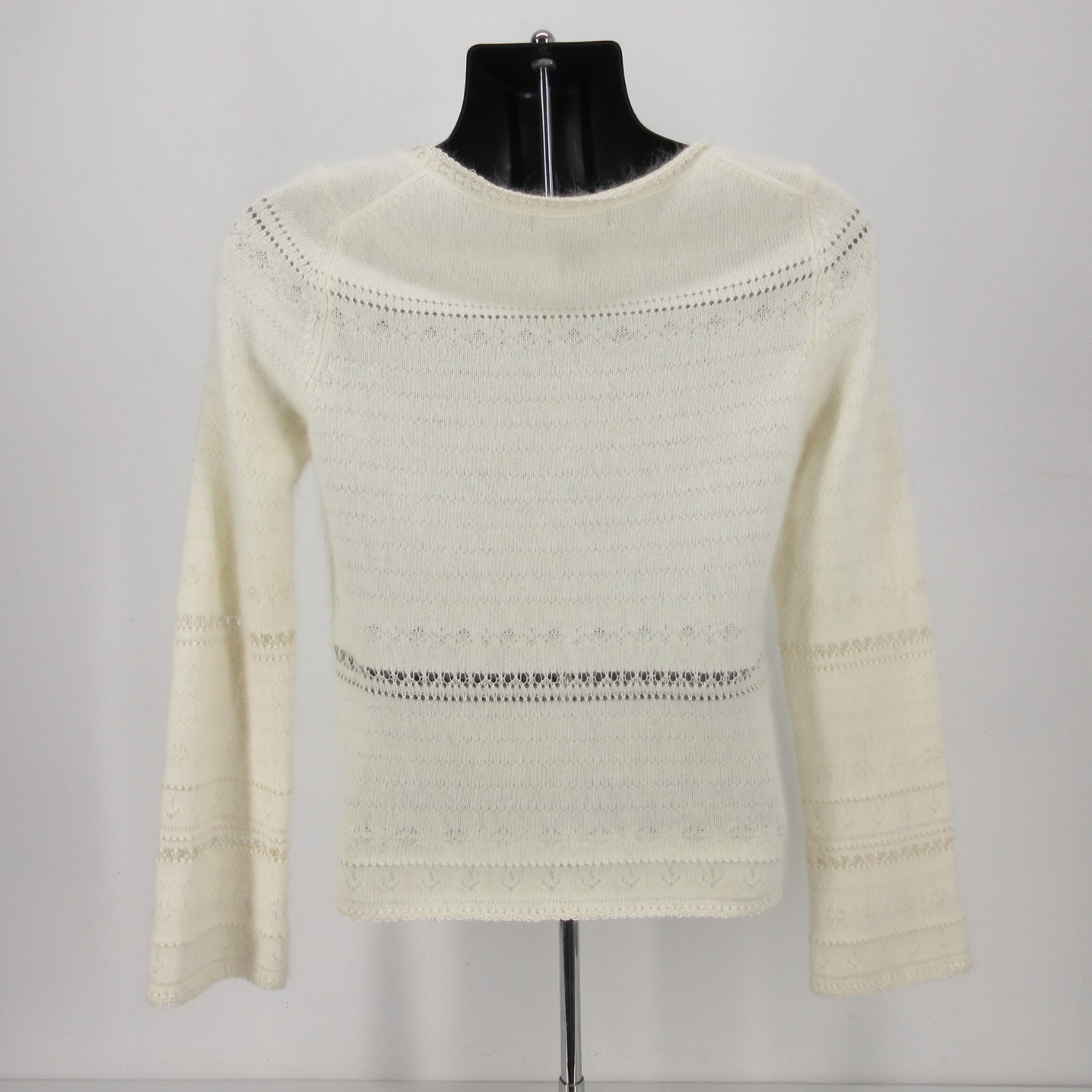 THE LIMITED Angora Blend Sweater Womens Large White Fuzzy Soft