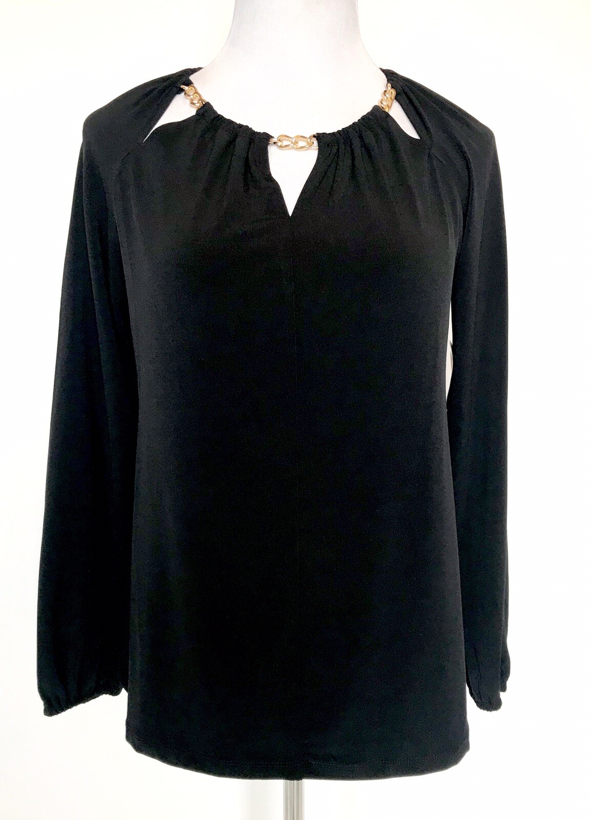 Carmen Marc Valvo Sz S Black Top Gold Metal Neck Chain Retail $58 Price $34 NWT