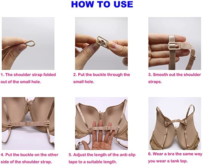 4 Pack Woman Bra Anti-Slip Strap Holder Elastic Clips Adjustable Back Rope Clips