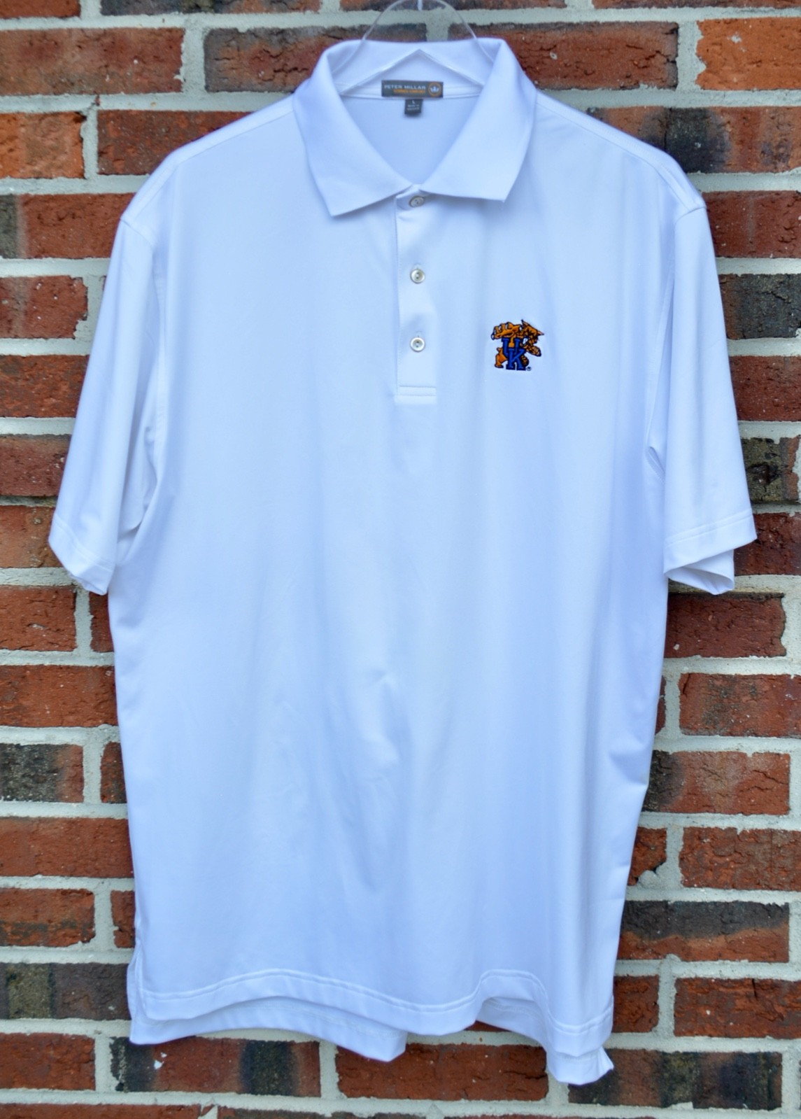 Peter Millar Men’s Large Summer Comfort Polo White University Kentucky Wildcats