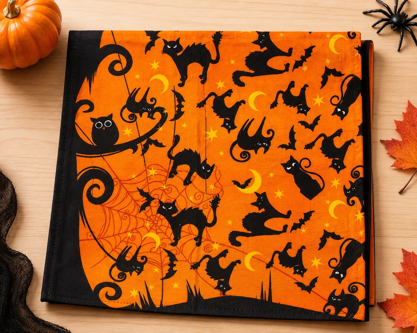 SET OF 4 Halloween Bandana Cotton 22″ x 22″ Scarf Head Neck Face Mask Wrist Band