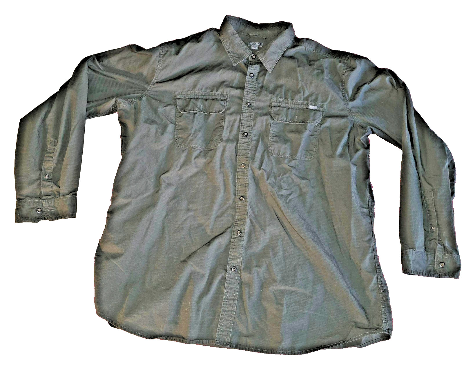 Men’s Eddie Bauer T2XL Button Down Pockets Long Sleeve Dark Green Shirt Sporty
