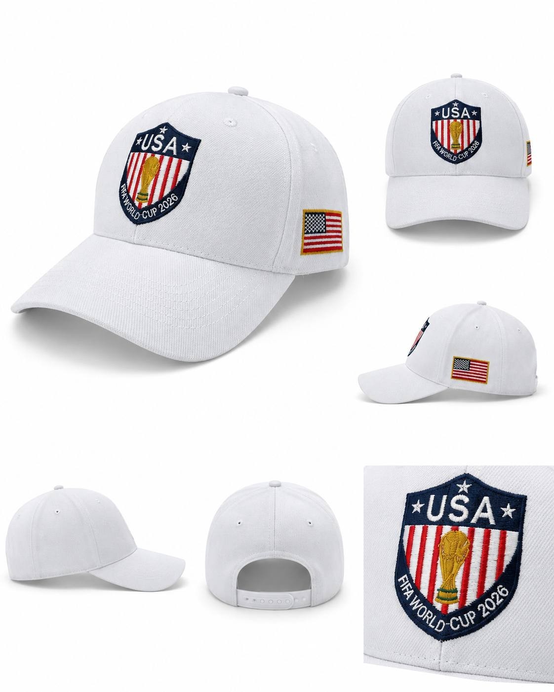 FIFA World Cup 2026 MEX USA CAN Black White Red Premium Embroidered Event Hat