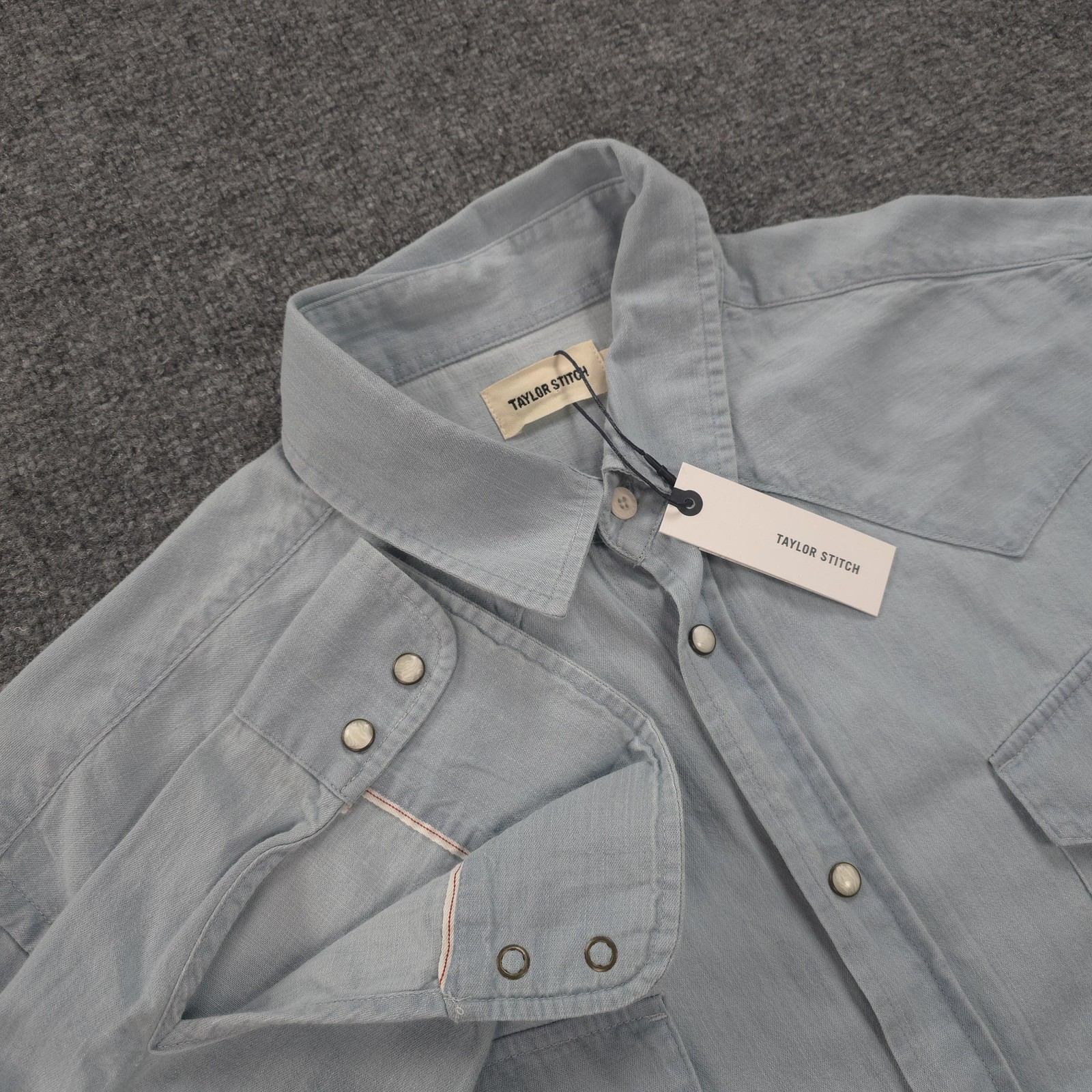 Taylor Stitch Shirt Mens 46 XXL Blue Western Washed Selvedge Denim Organic NEW