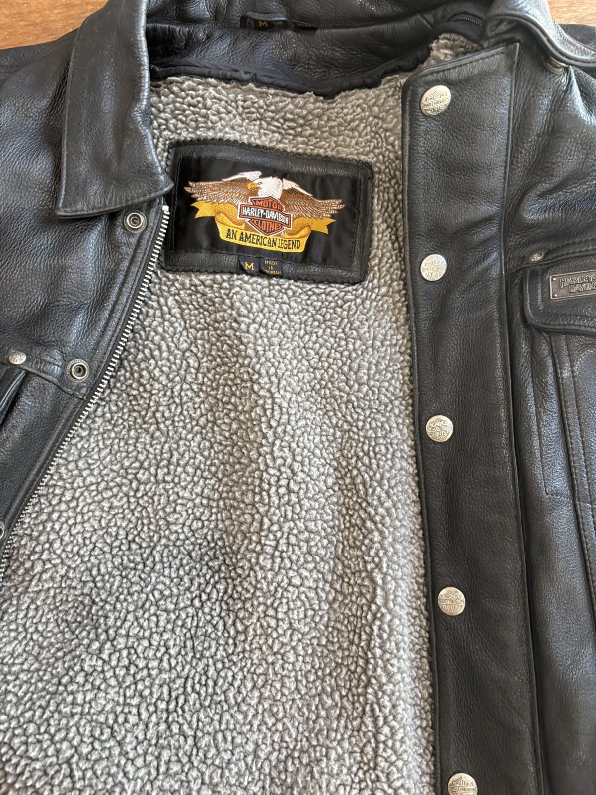 Harley Davidson Leather Jacket Mens M Black Biker Distressed Vintage Panhead