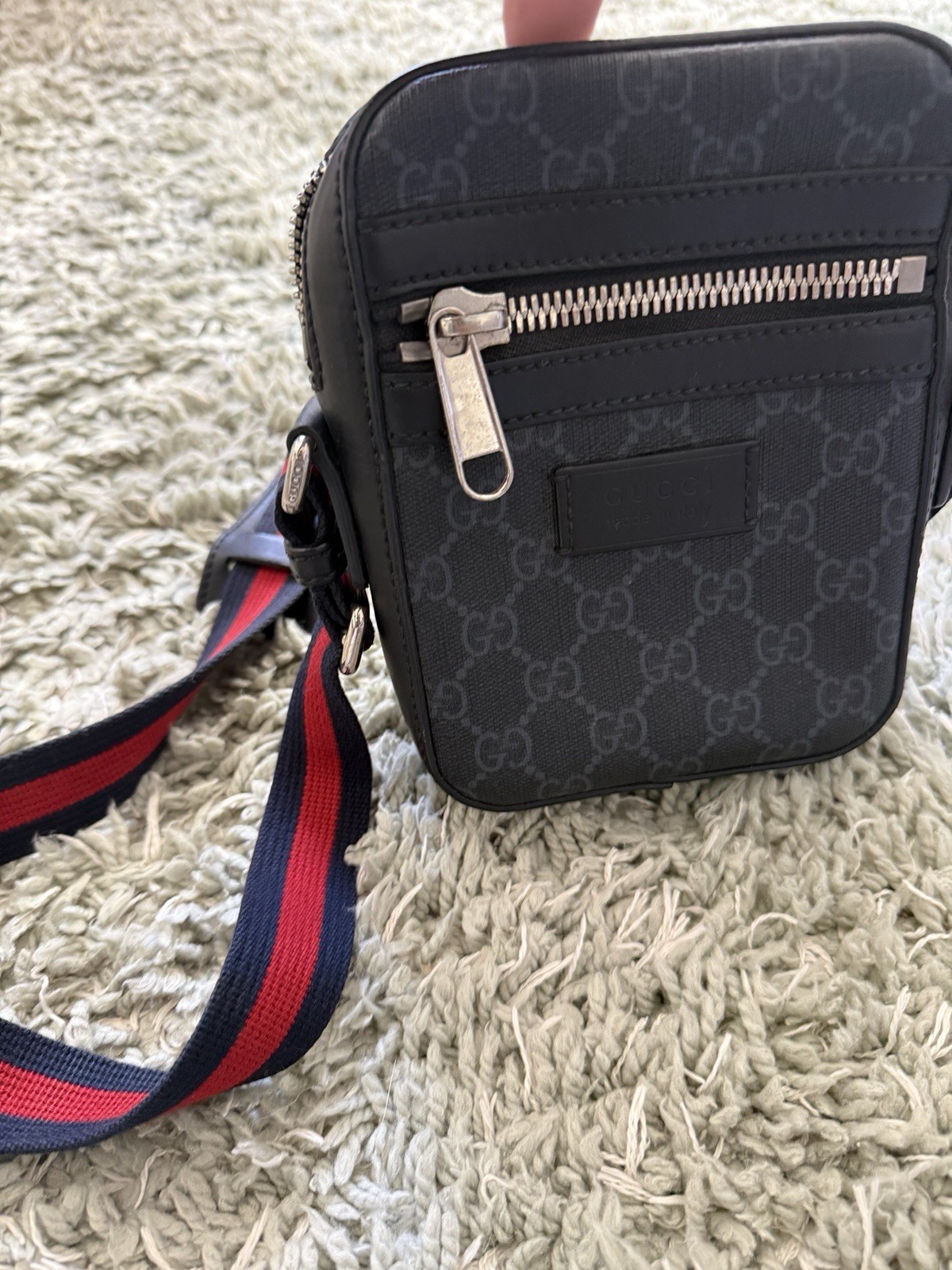 Gucci GG Supreme Crossbody Bag Black PVC Unused Condition