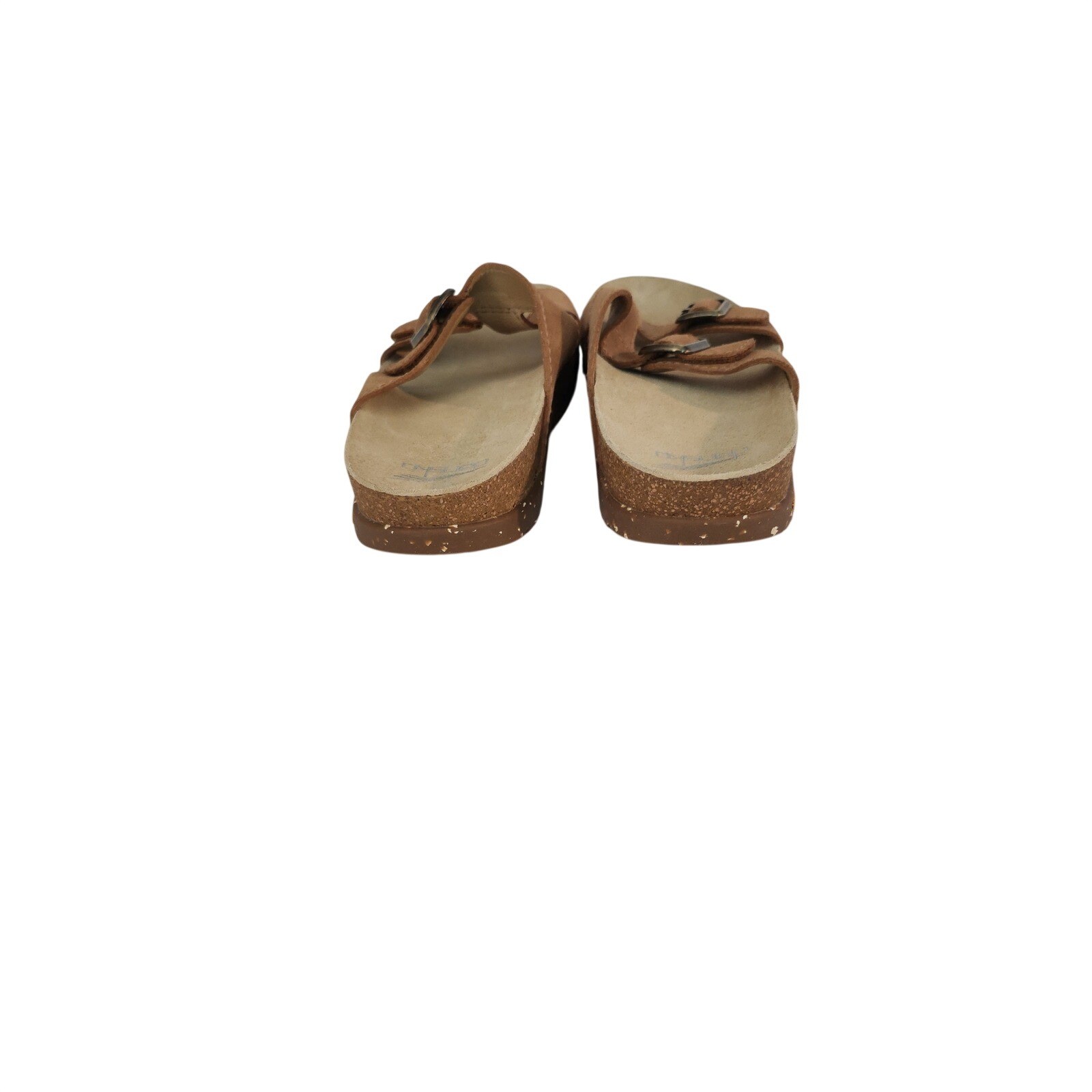 Dansko Dayna Tan Nubuck Leather Double Buckle Slide Sandals Vibram Sole 39