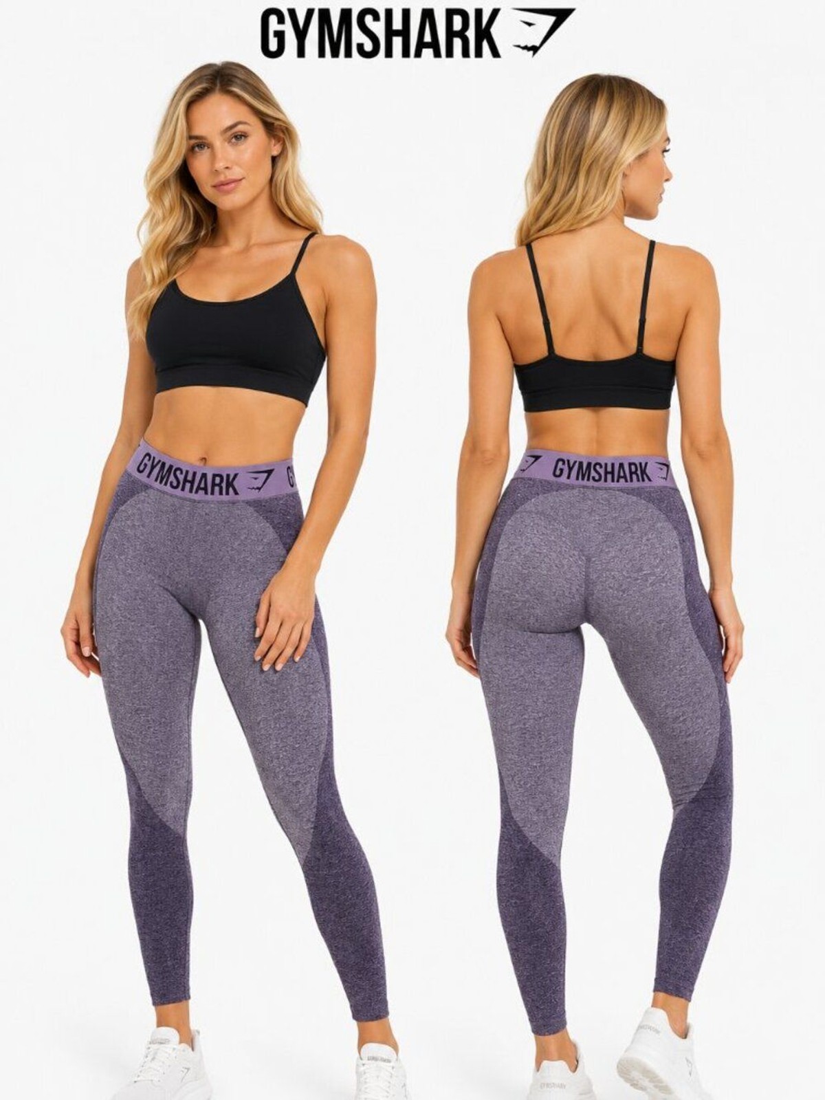 Gymshark Flex Low Rise Seamless Leggings Women Purple Gray Color Block XS
