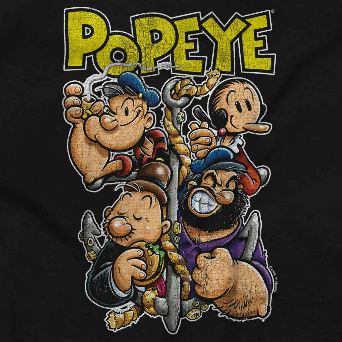 Cool Popeye Olive Oyl Wimpy Bluto Anchor Womens or Mens Crewneck T Shirt Tee