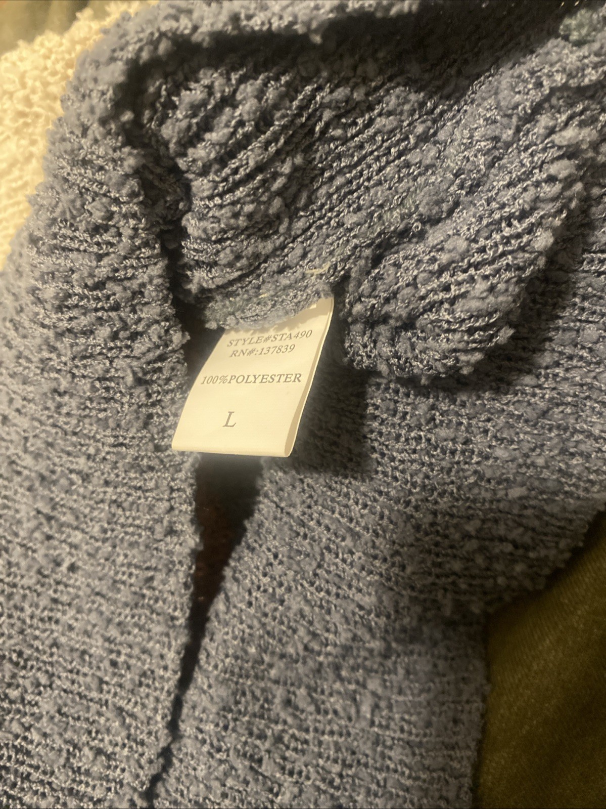 NWT Debut Women’s Crochet Slouchy Sweater Large Ivory Brown Blue Knit Pullover