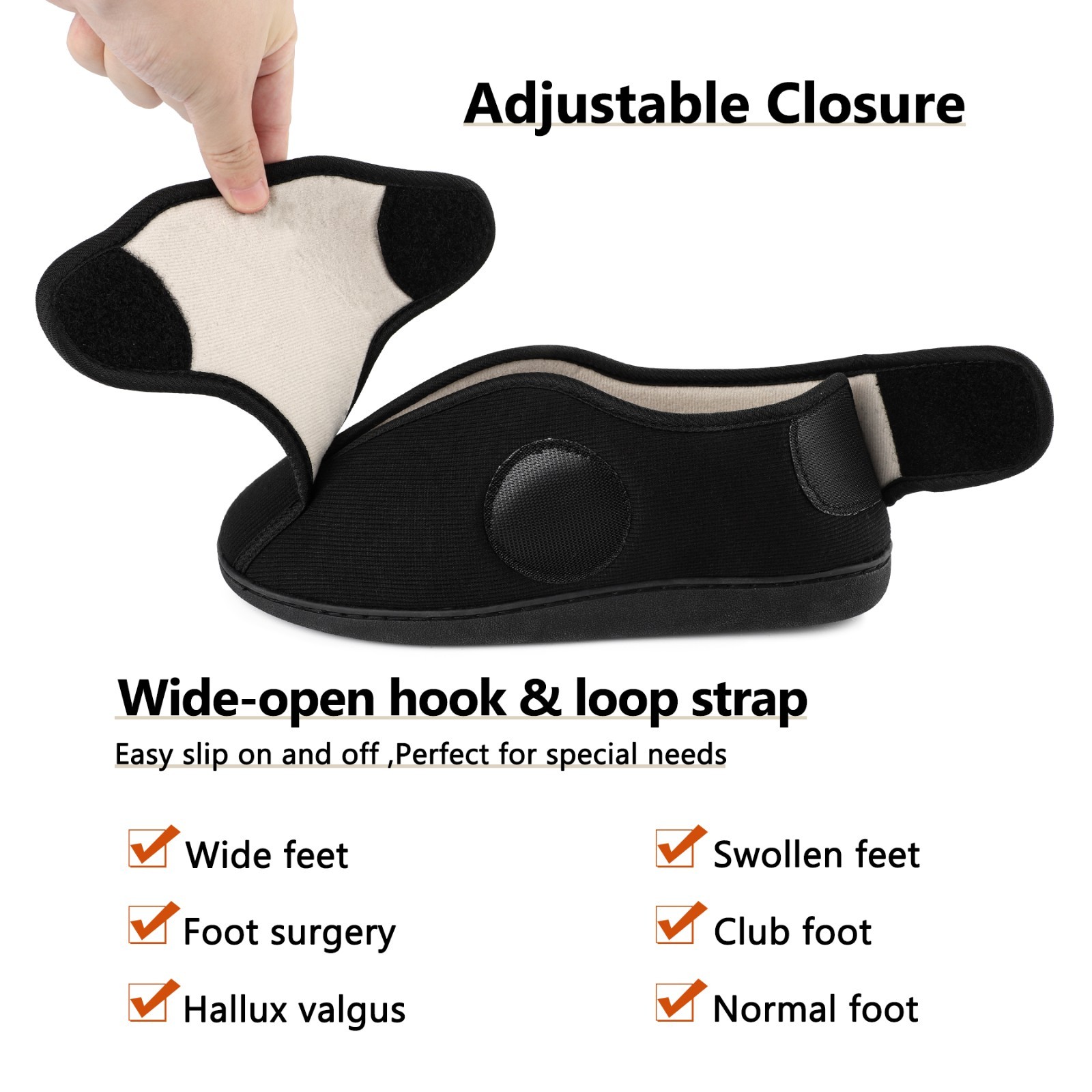 Men’s Wide Width Slippers House Shoes for Swollen Feet Edema Arthritis Elderly