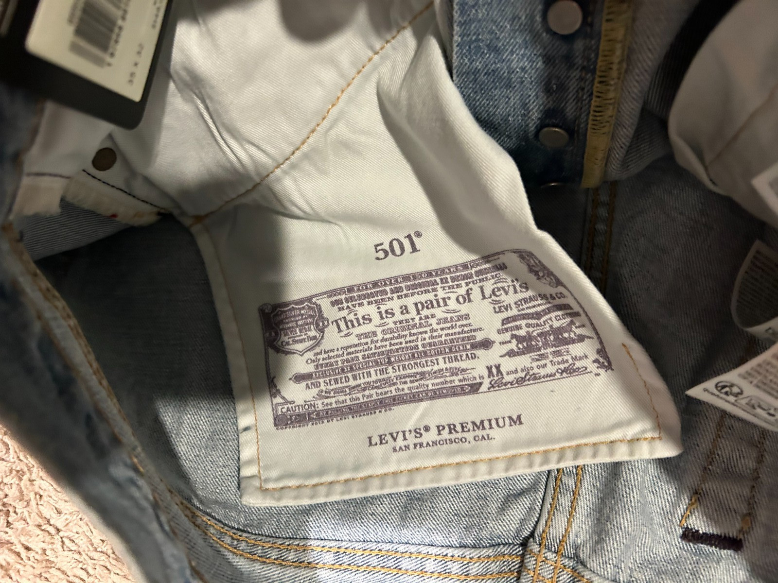 Levi’s Premium 501 Original Fit Selvedge Jeans Blue Men’s Size NWT RT$148 3600