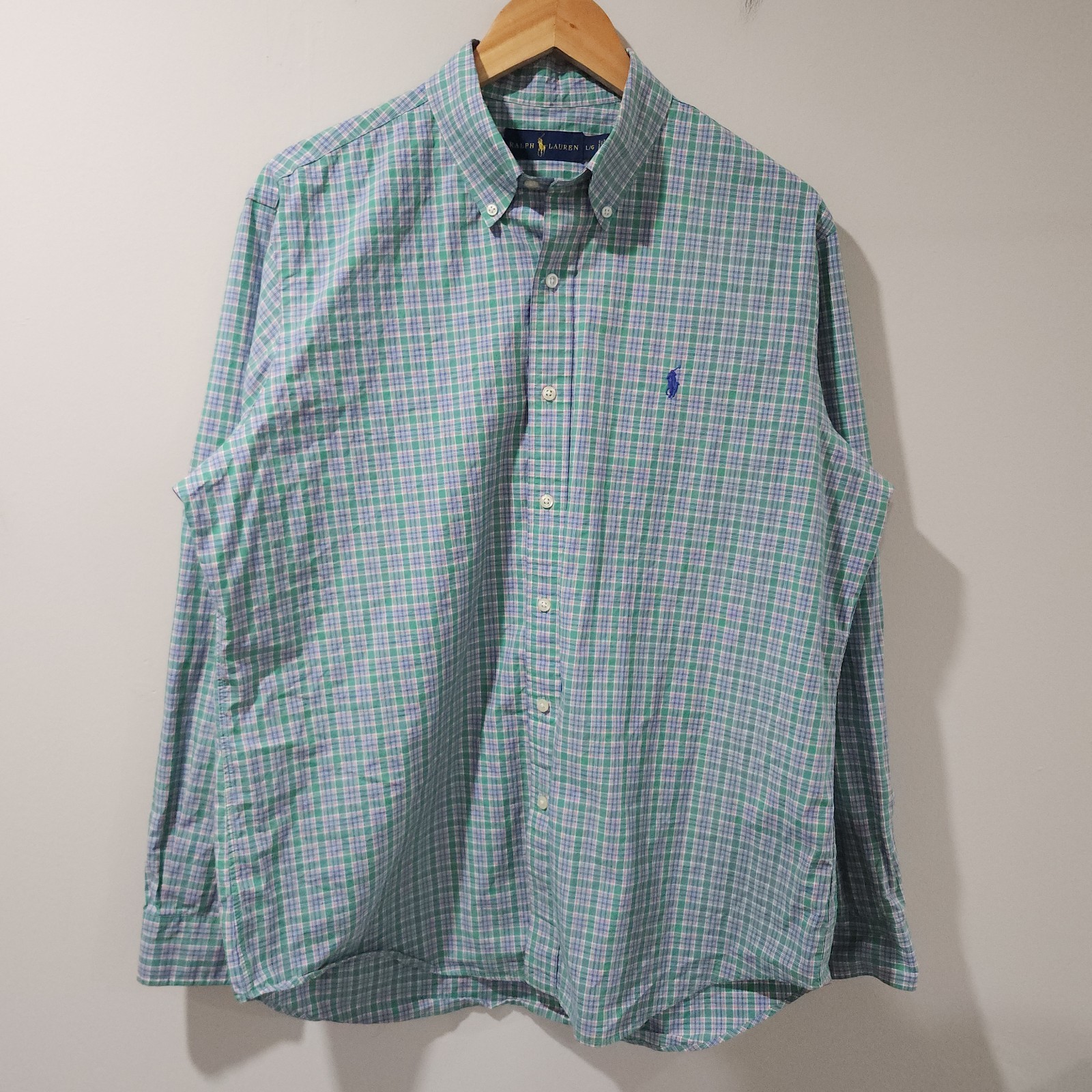 Polo Ralph Lauren Plaid Check Button Down Classic Preppy Outdoor Money Large