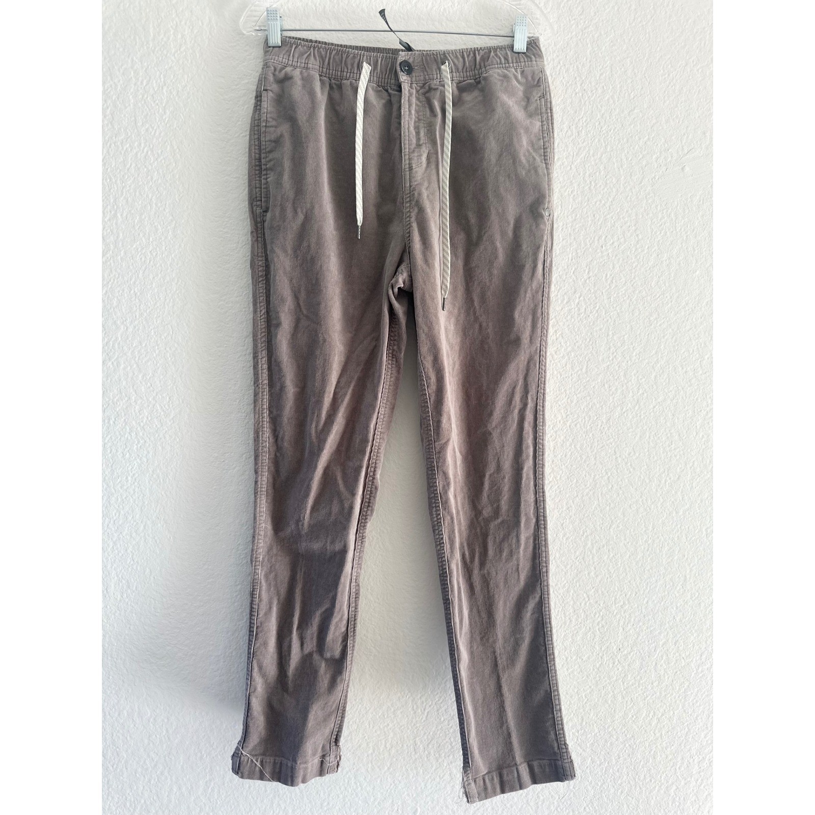 Vuori Optimist Corduroy Pants Mens Small Biotic Gray Brown Elastic Waist Small