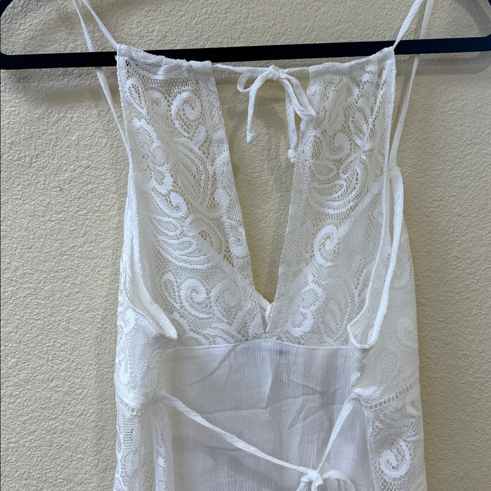 Linea Donatella White Lace Handkerchief Hem Chemise Dress Nightgown Size Medium