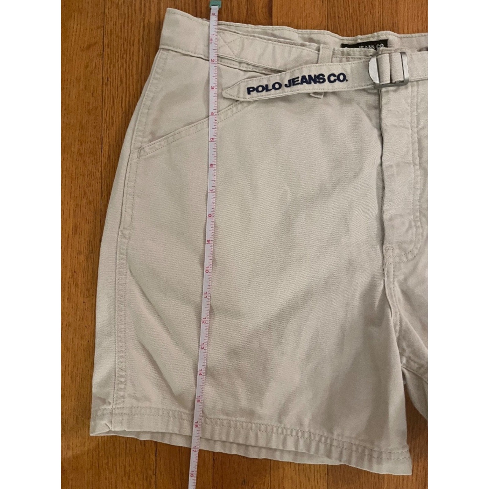 Vintage Polo Jeans Co Ralph Lauren Khaki Belted Utility Shorts Size 14