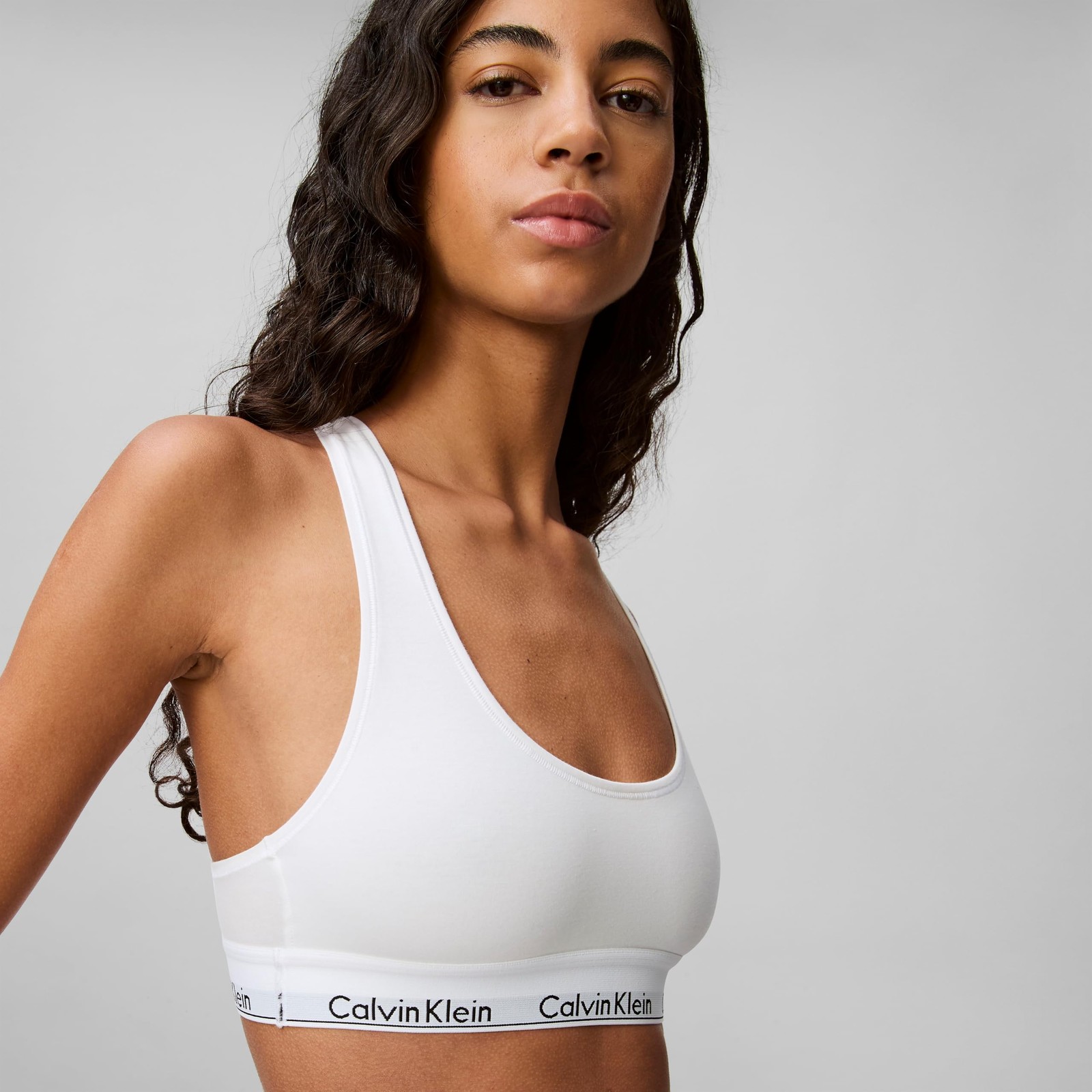 Calvin Klein Bralette Modern Cotton Unlined Wireless White Super-Soft Large