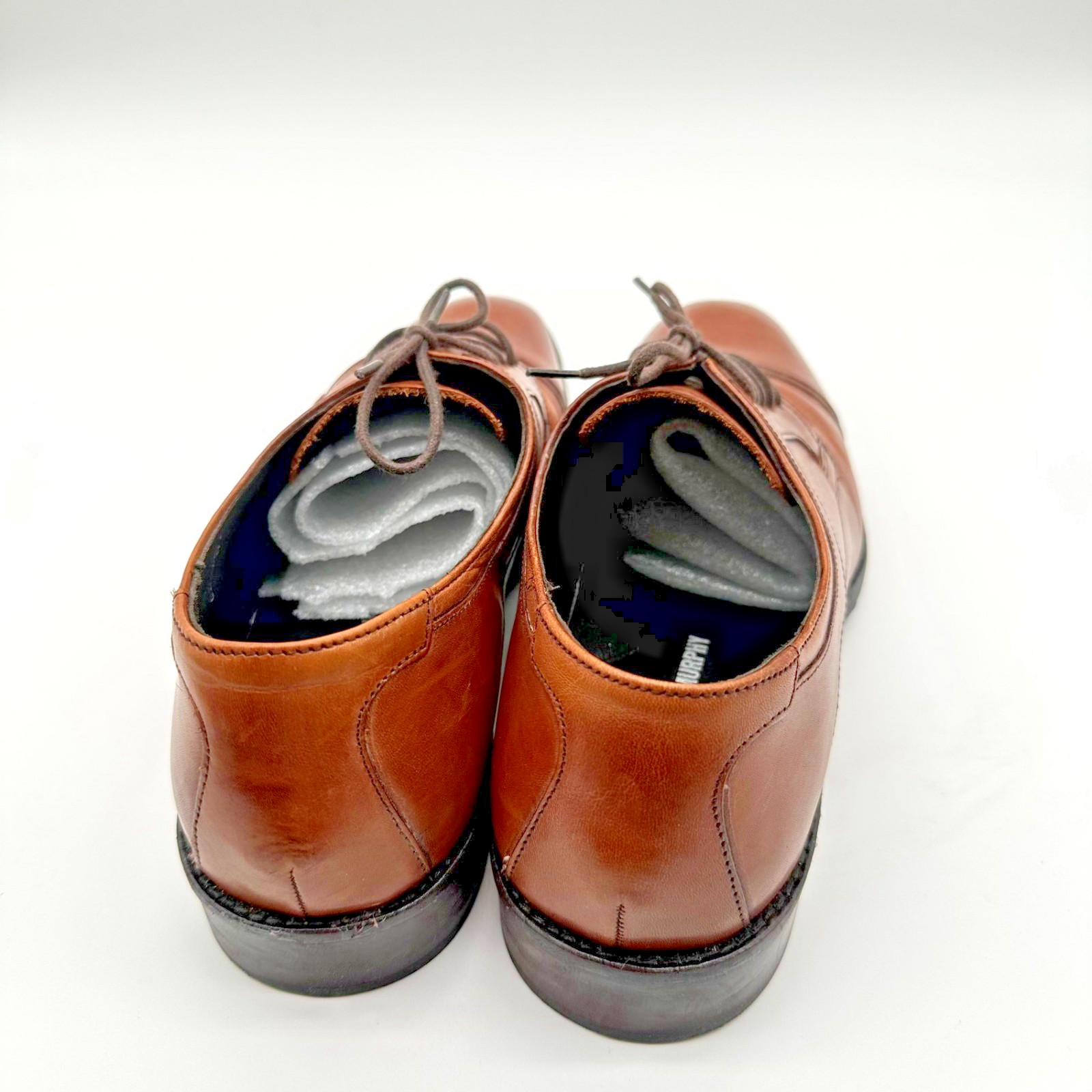 Johnston & Murphy Men’s Brown Leather Larsey 2cap Oxford Dress Shoes 10M – & Box