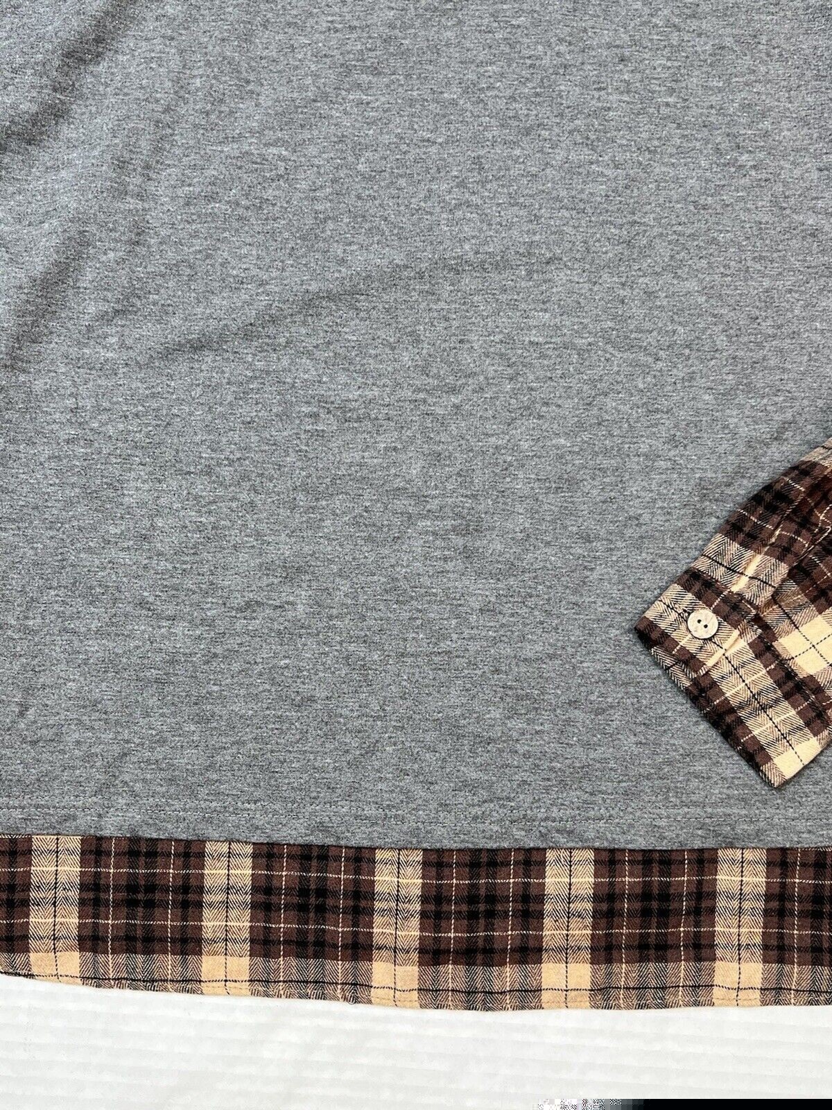 SHEIN Women’s Plaid Gray Solid Farm Work Pull Over L/S Shirt Size Large