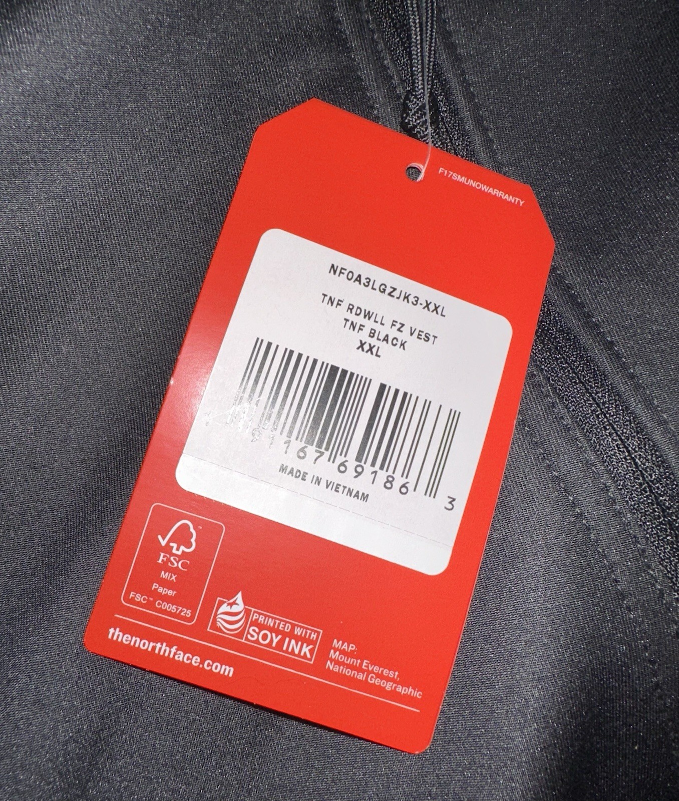 NWT The North Face Men’s Ridgewall Soft Shell Vest Black Size 2XL Embroidered