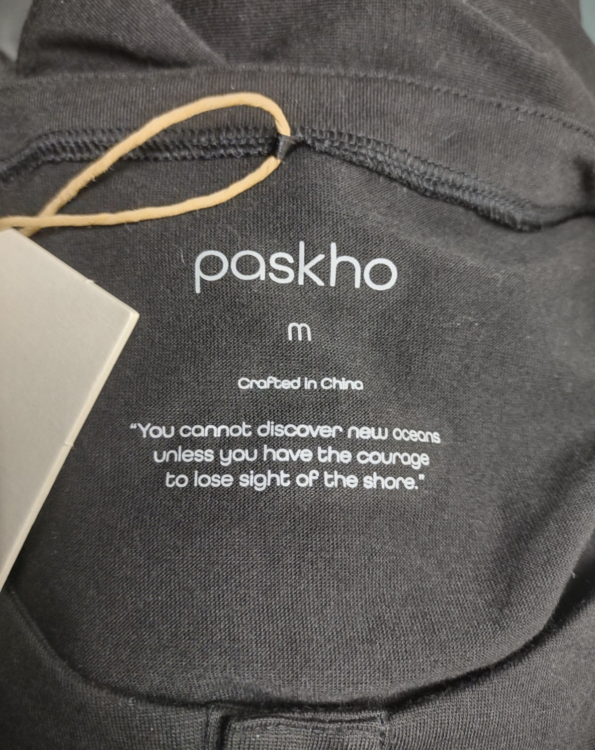 NWT Paskho black heather Henley long sleeve shirt mens Medium