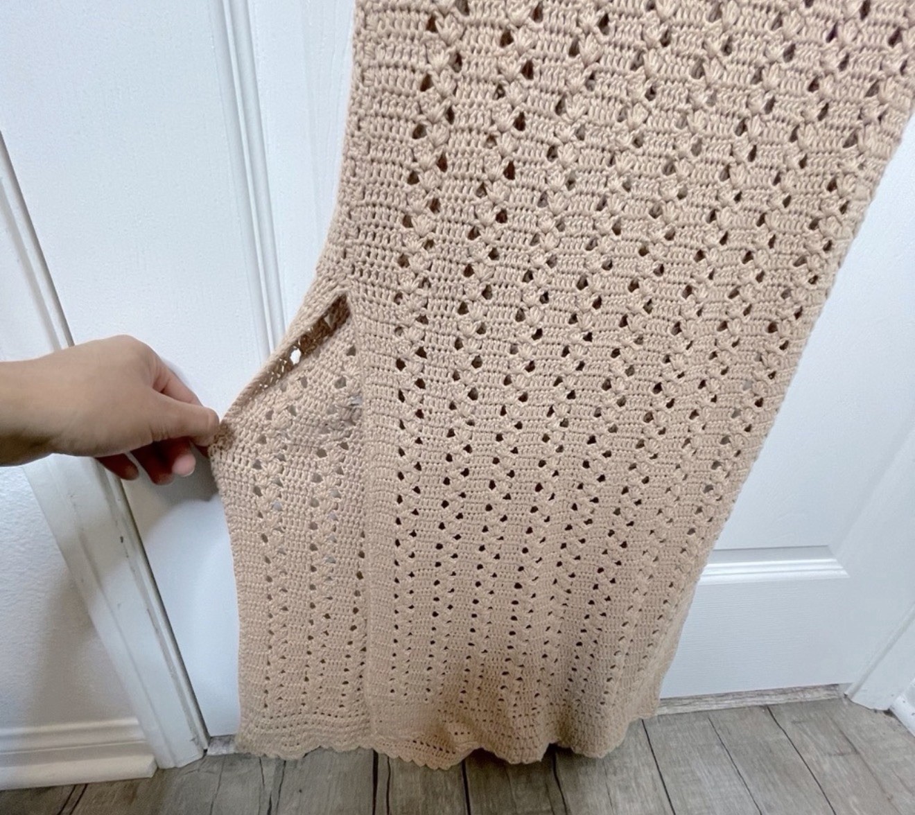 Spell & The Gypsy Collective Beige Crochet Halter Maxi Dress Tassel Open Back M
