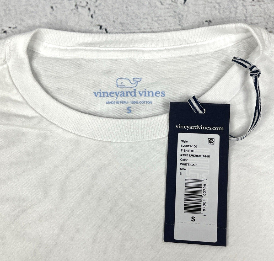 Vineyard Vines Men’s Long Sleeve Pocket T-Shirt White Size Small (S) – NEW