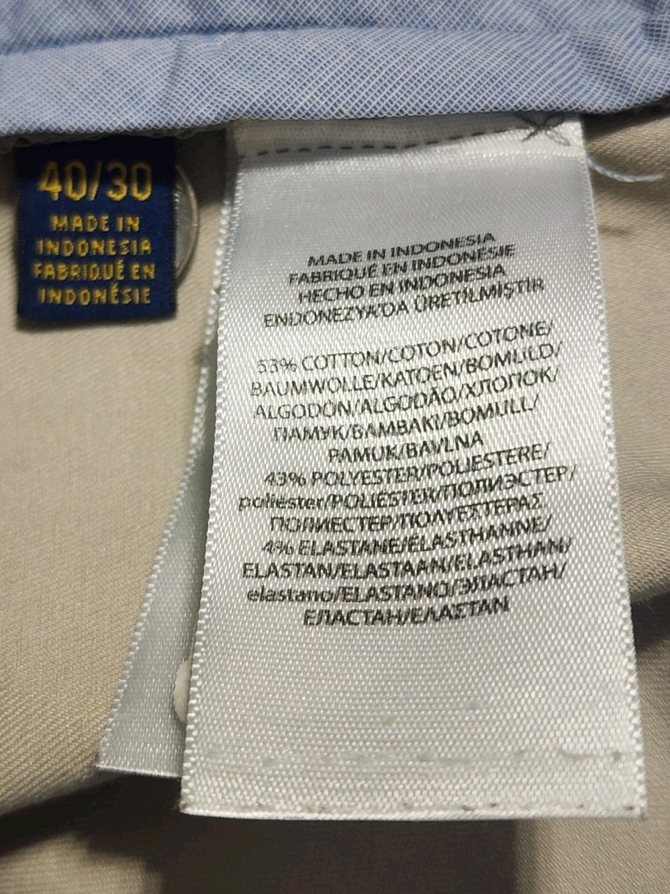 Polo Ralph Lauren Stretch Classic Fit Chino Pants Mens 40×30 Beige Flat Front