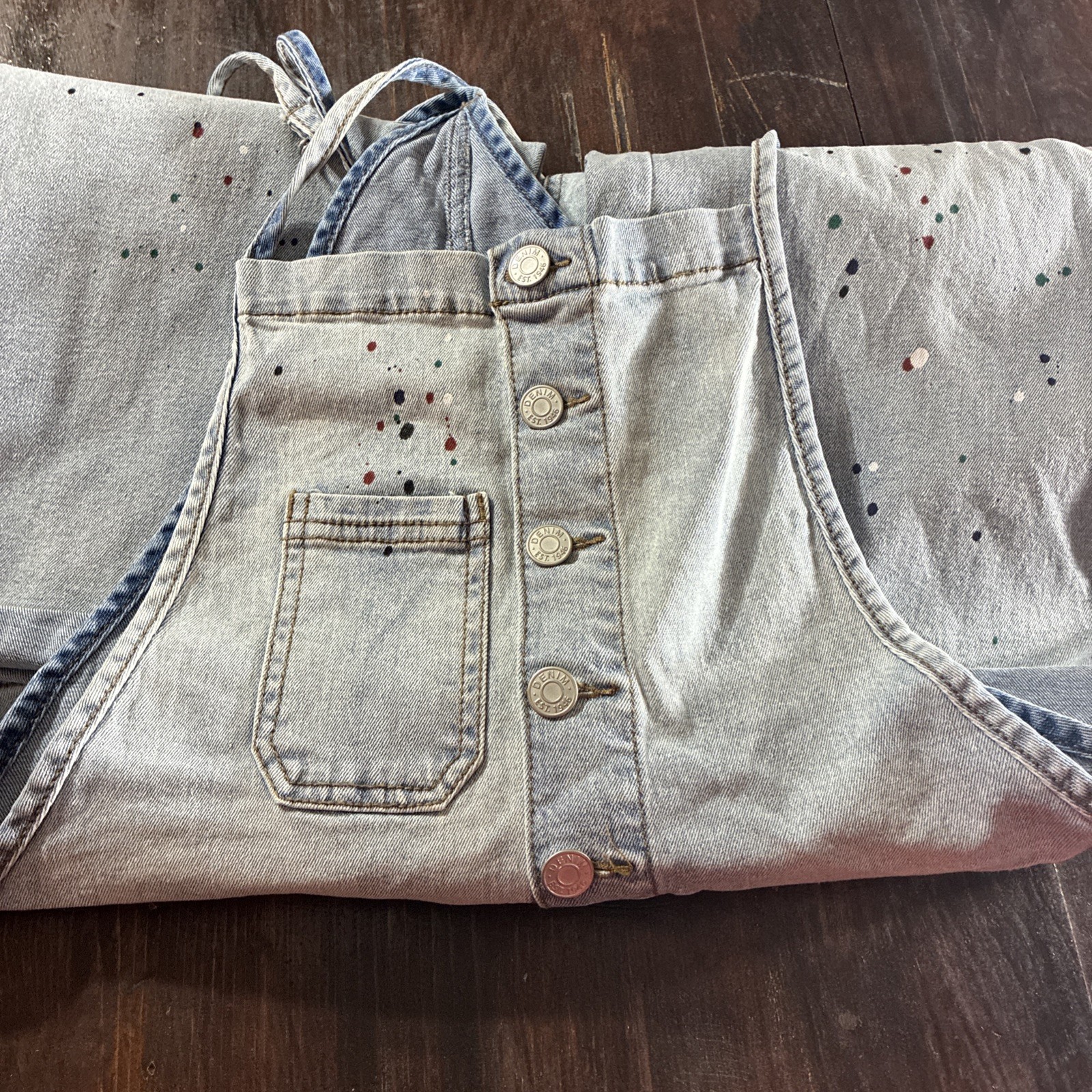 Women’s Cato New With Tag Denim Overalls – Size 12 Paint Spatter Design