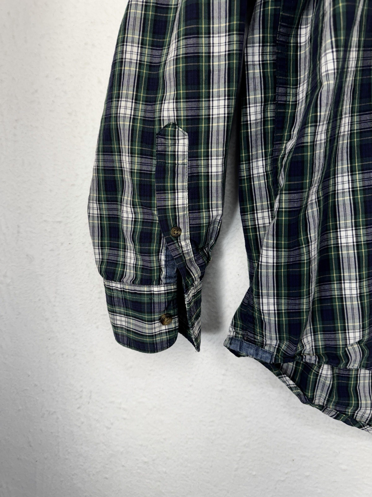 IZOD Men’s Plaid All-Over Button-Down Long Sleeve Shirt Blue Green White Sz XXL