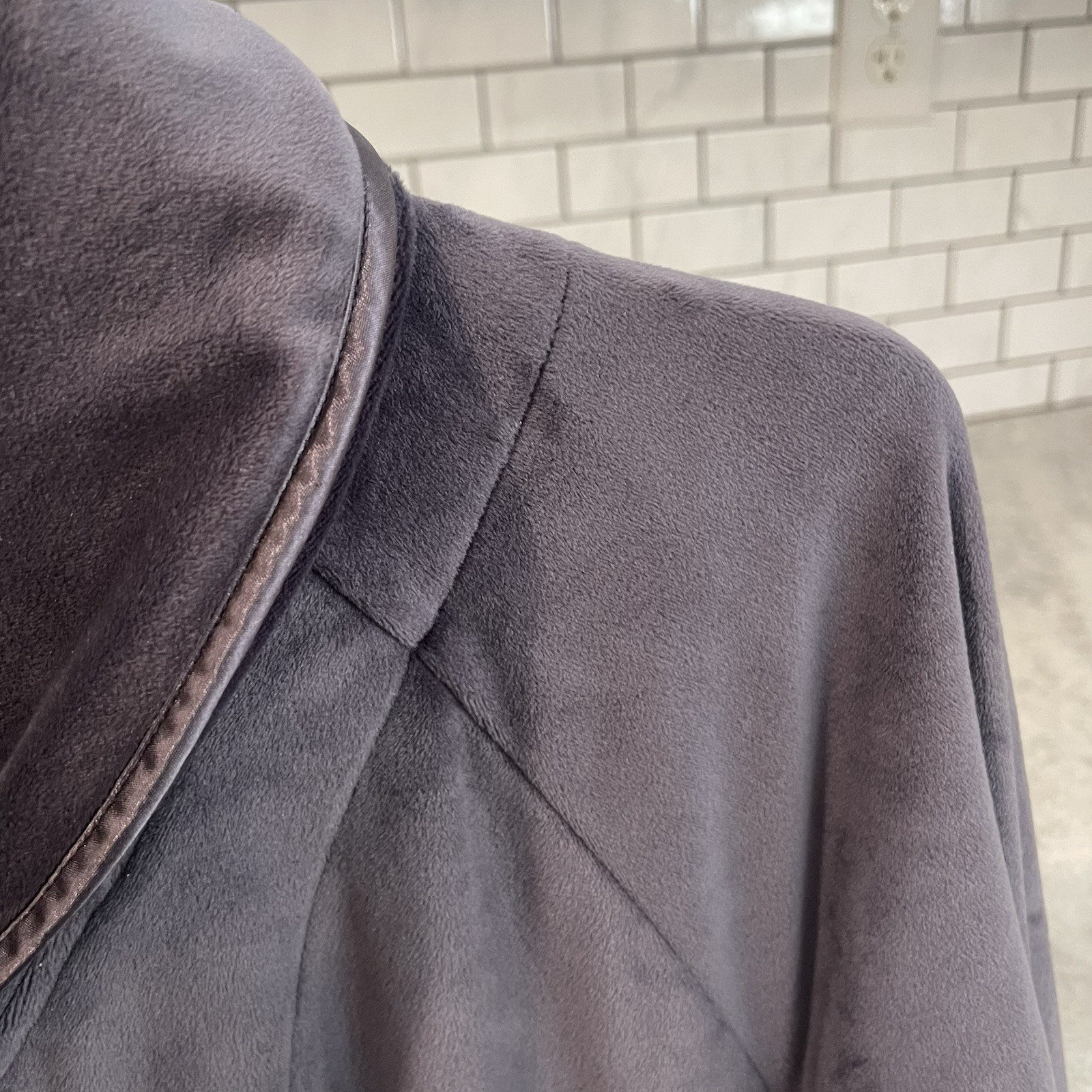 Eileen West Robe Womens Small Medium Gray Bath Coat Velour Full Zip Pockets