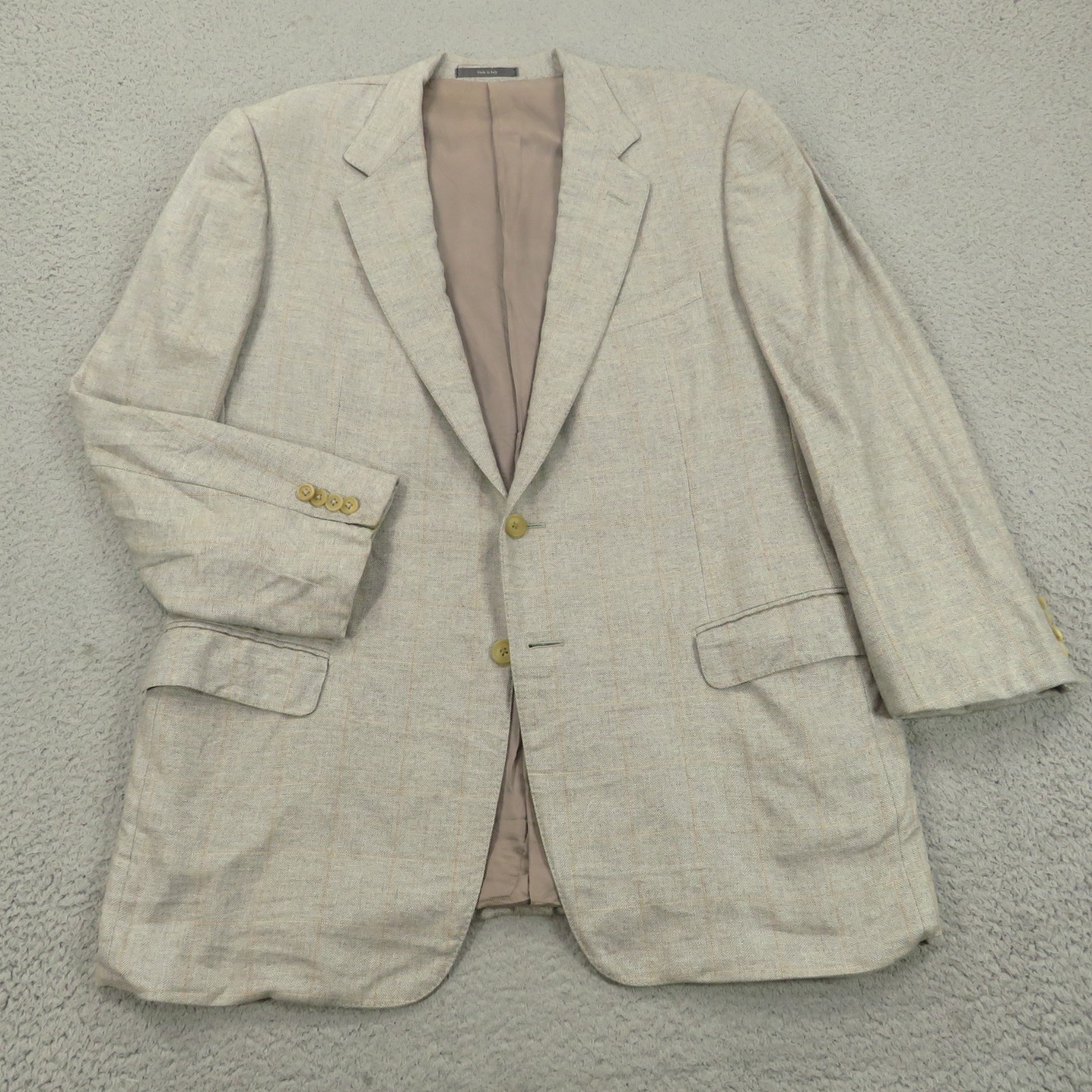 Ermenegildo Zegna Blazer 46R Silk Cashmere Light Grey Check Sport Coat Jacket