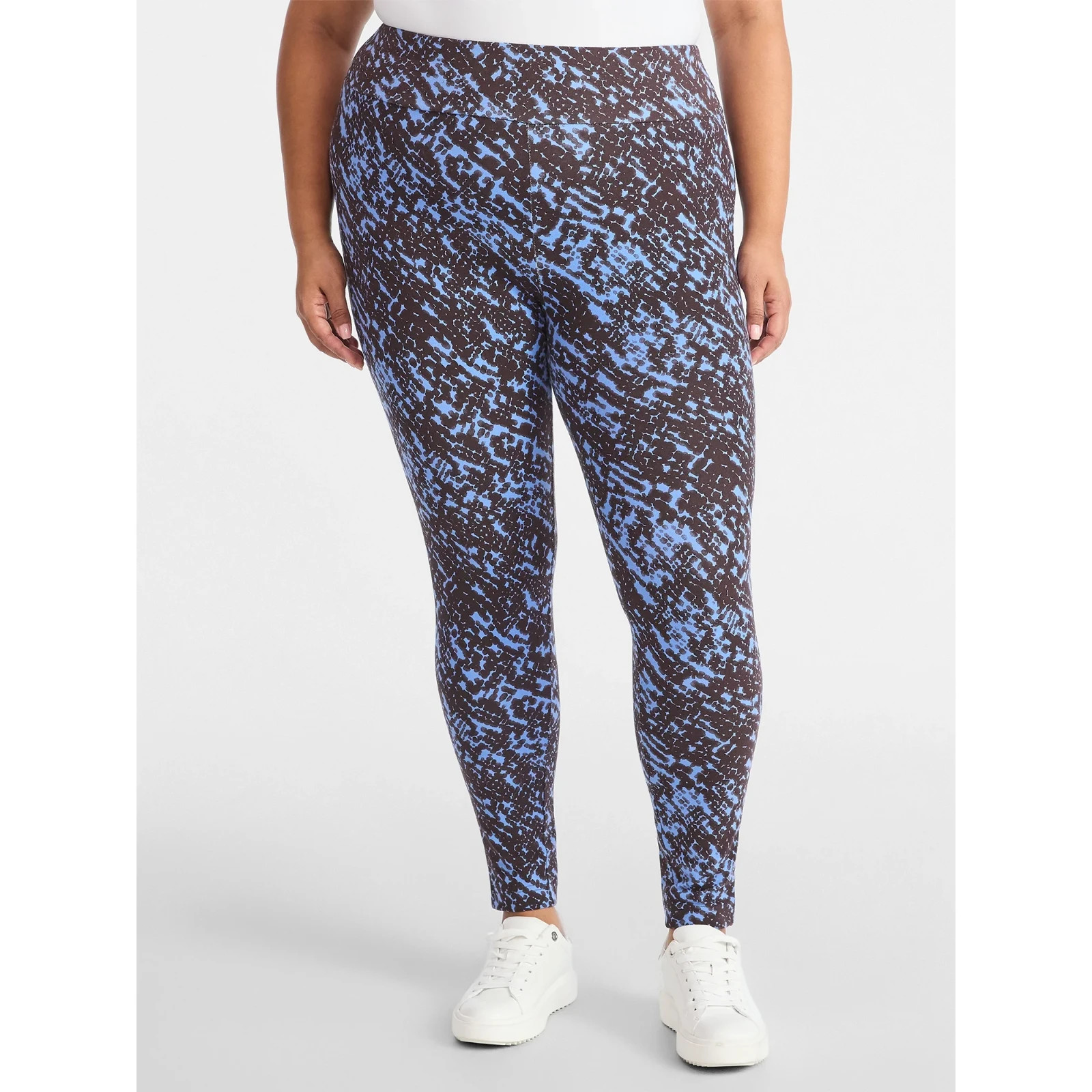 Terra & Sky 4X /28W-30W High Waist Ankle Length Leggings 27″ Inseam Blue Breeze