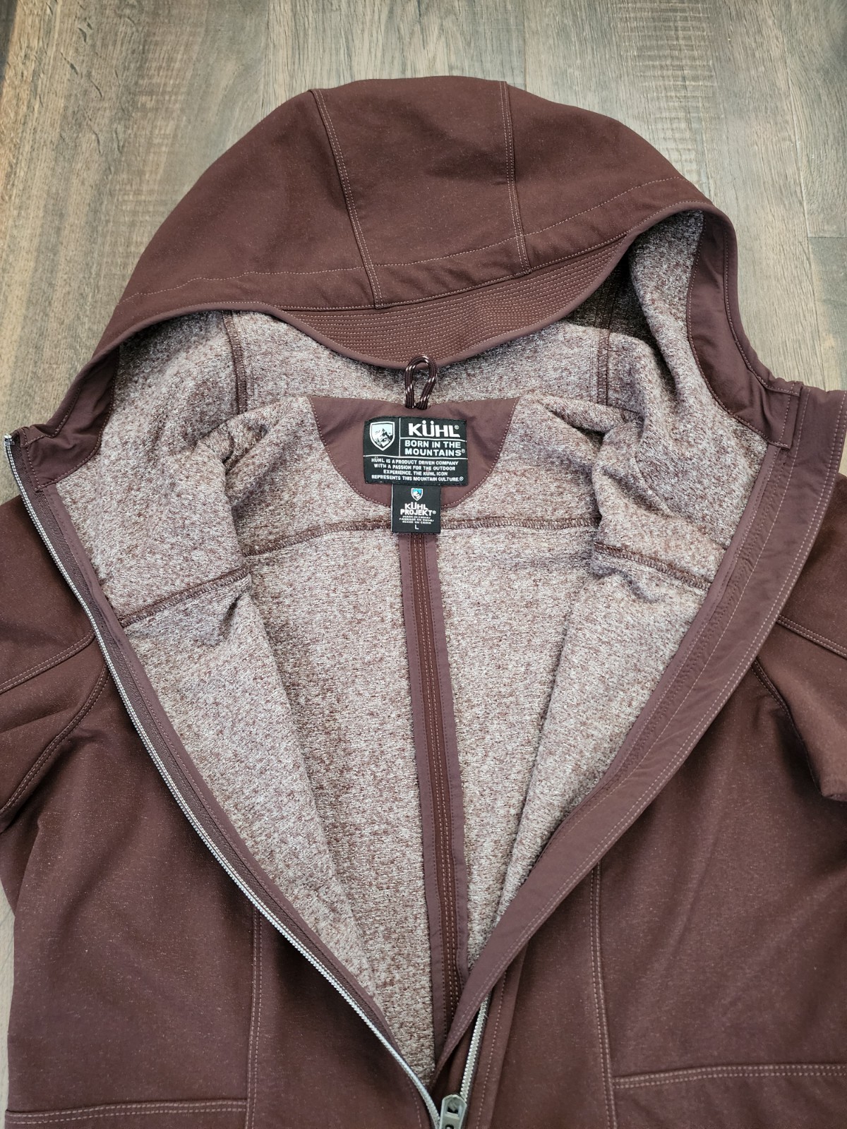 KÜHL Klash Trench Softshell Jacket Hooded Ganache Brown Large