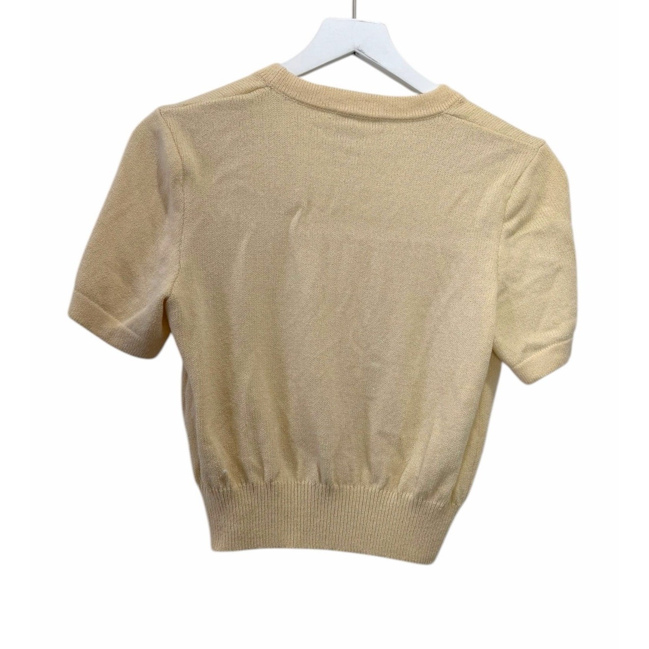 St. John Basics Cream Knit Short Sleeve Sweater Size Small