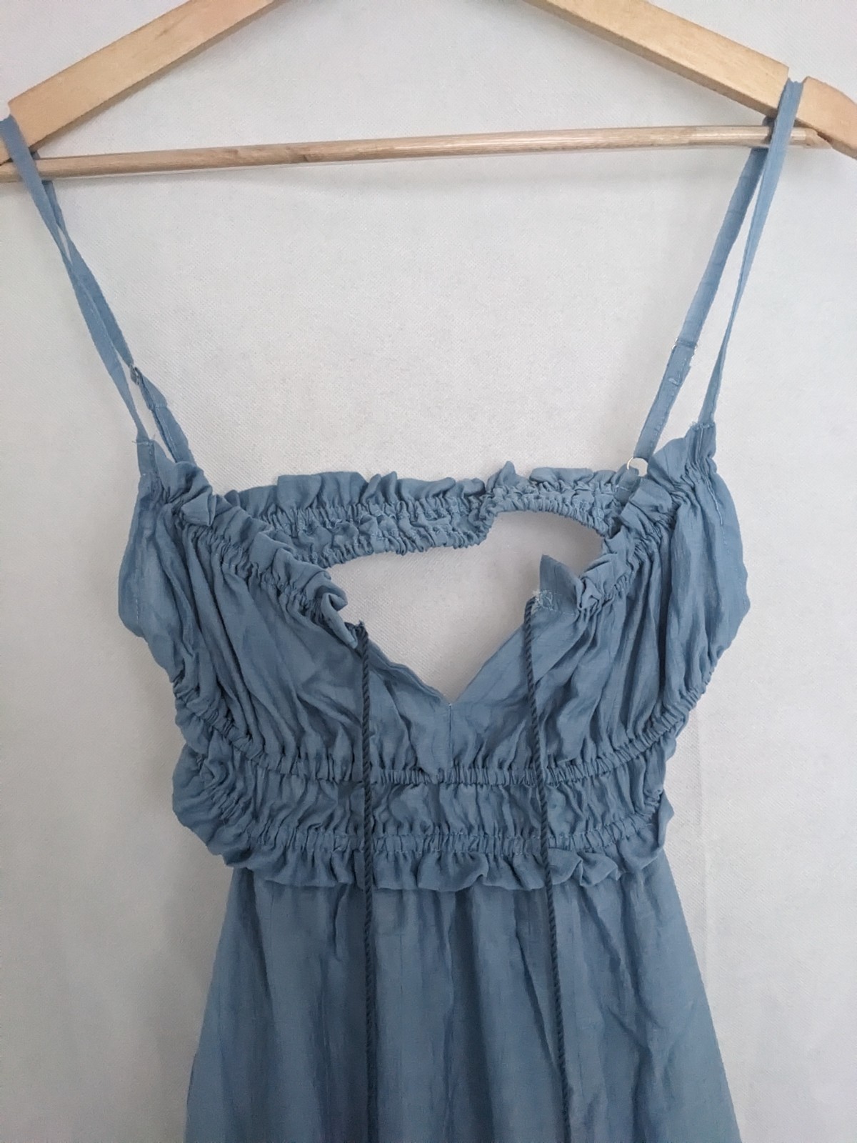 Molasey Tie Up Backless Ruffle Maxi Dress Blue Large Sexy Party Prom Cocktail