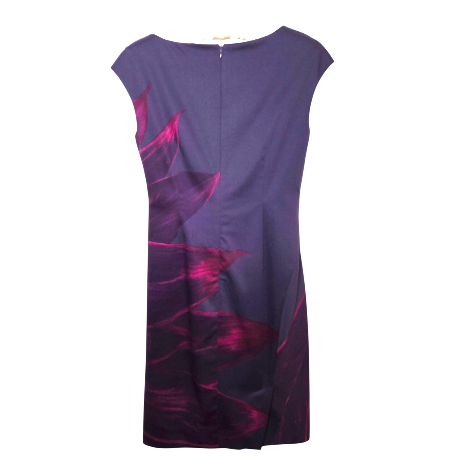 Max Mara Purple Magenta Floral Ruched Sheath Dress Made in Italy Size 8