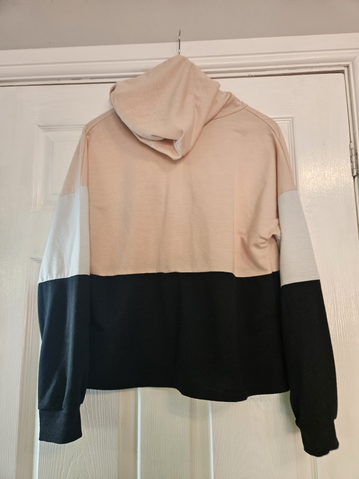 Lightweight summer colour block 1/4 zip hoody pink white black size medium