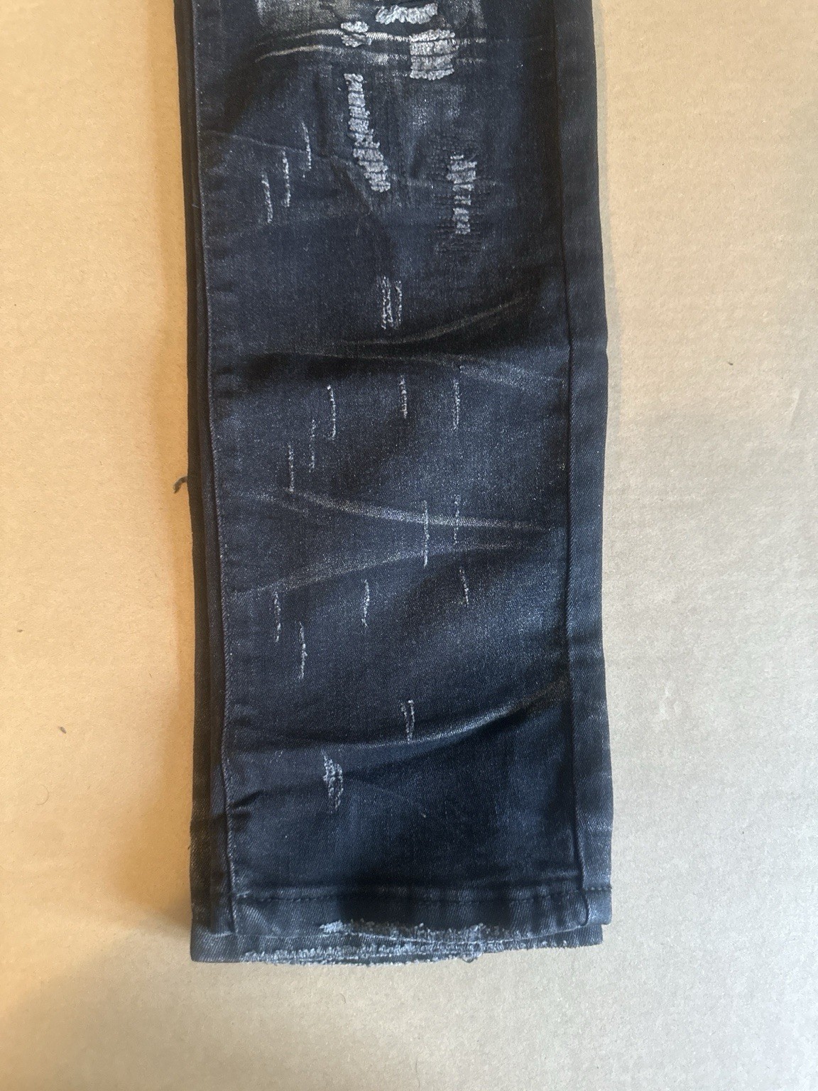 Bleecker & Mercer Men’s Slim Skinny Black Dark Wash Distressed Denim Jeans
