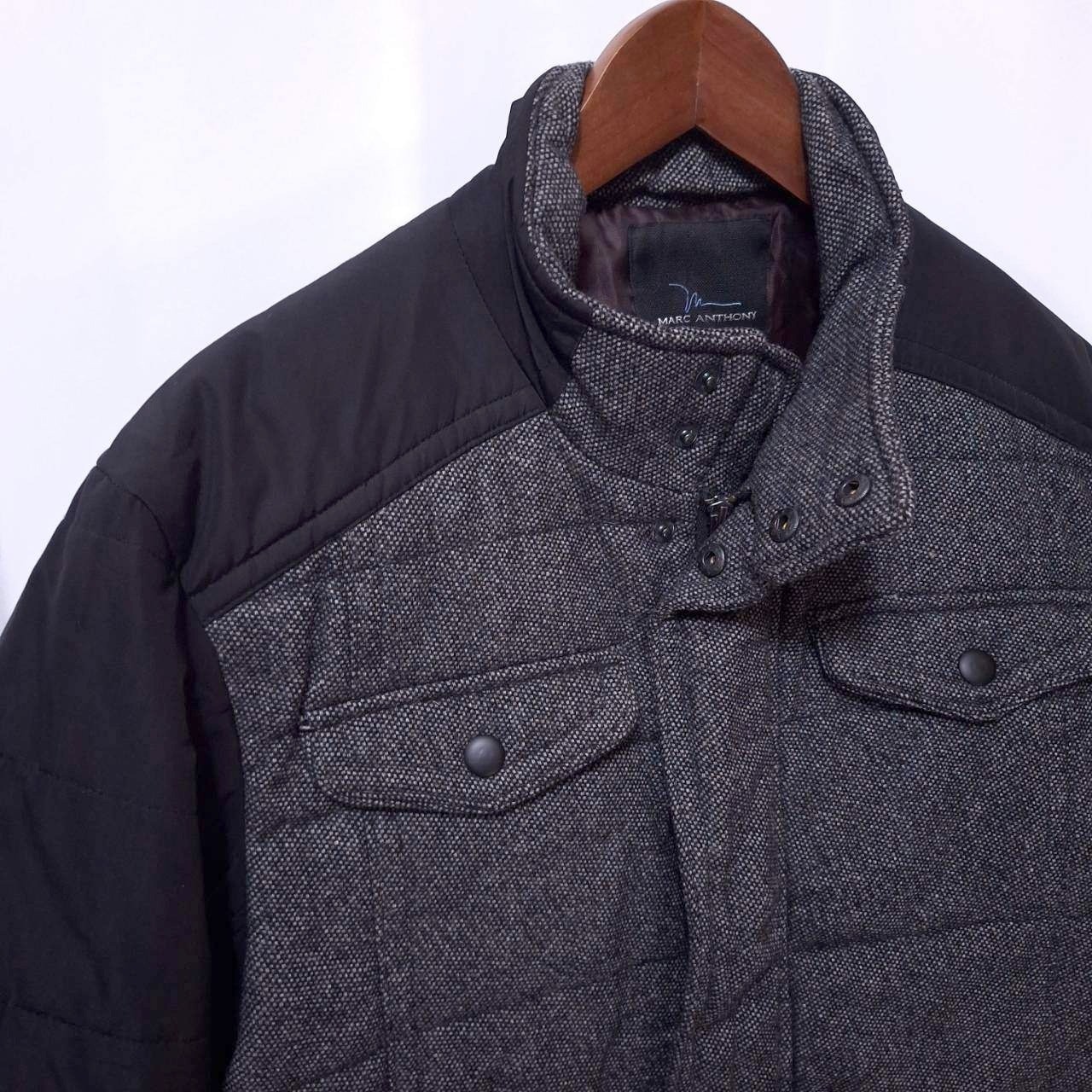 Marc Anthony Wool Quilted Field Jacket Coat Mens S Ribbed Cuff Full Zip Snap