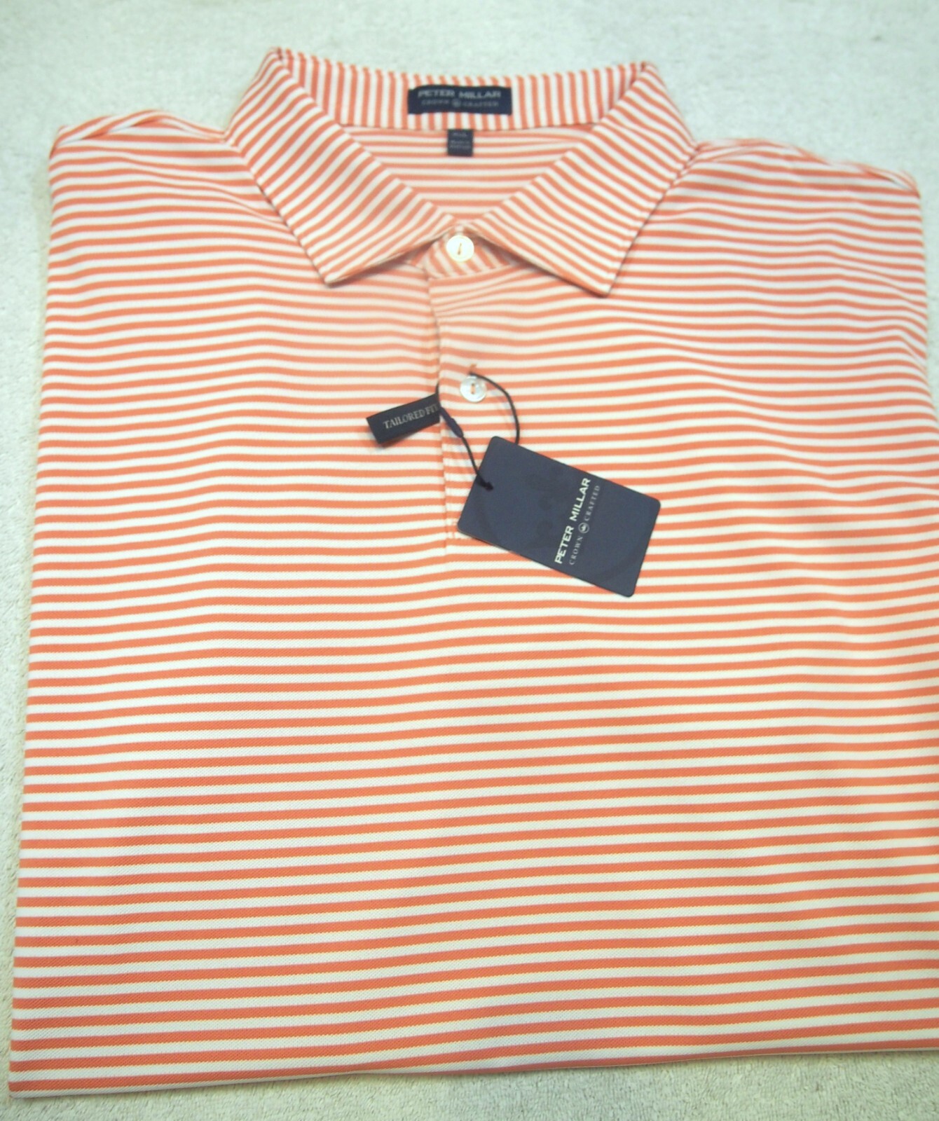 Peter Millar Crown Crafted Performance Fabric Striped Golf Shirt NWT XXL $98