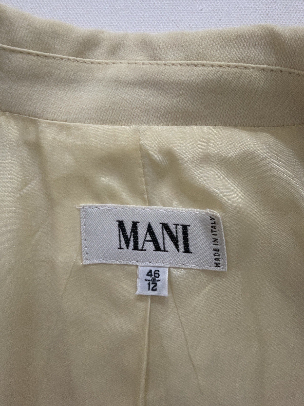 Vintage Mani Cream Yellow Wool Viscose Blazer Jacket UK 12 46