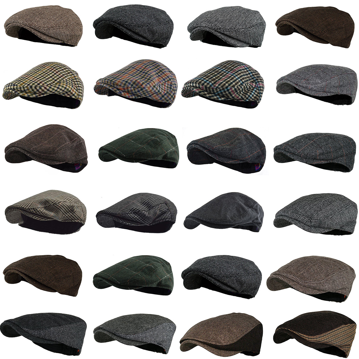 WF Herringbone Ivy Hat Wool Stripe Gatsby Cap Golf Driving Flat Cabbie Newsboy