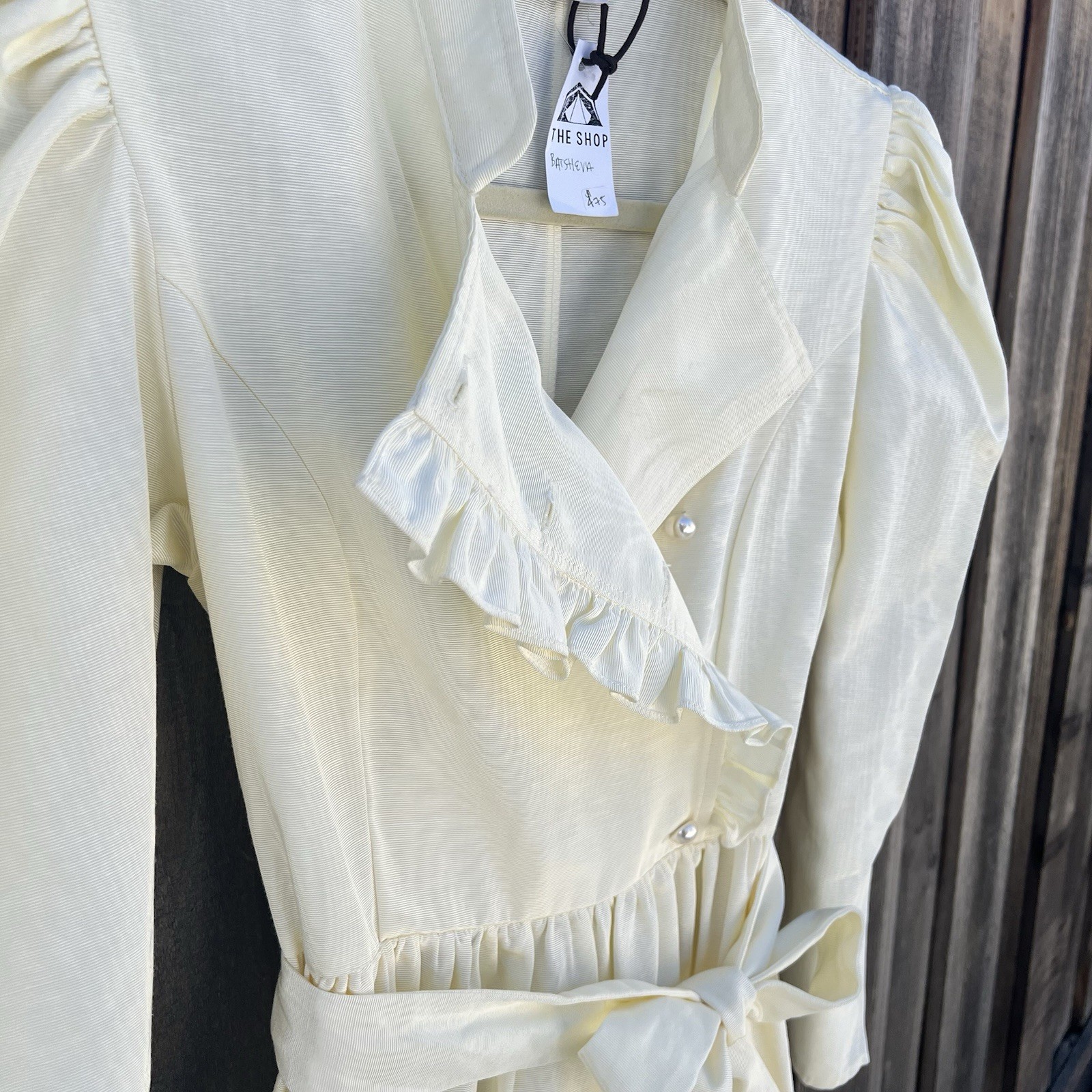 Batsheva Sadie Tiered Cream Ruffled Moire Mini Dress Faux Pearl Size 4-6 NWT