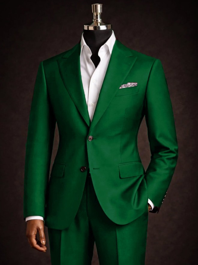 Peak Lapel Men’s Suits Formal Workwear 2Pcs Coat Business Casual Slim Blazer