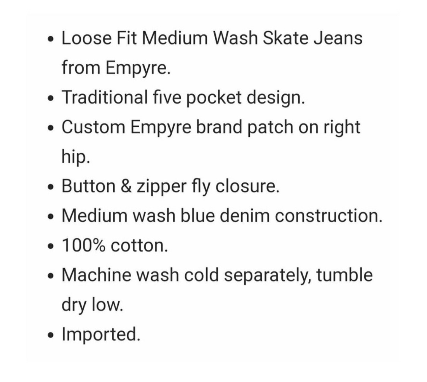 Empyre Jeans Blue Light Wash Straight Leg Denim Mid Rise 90s Grunge Hip Hop 28
