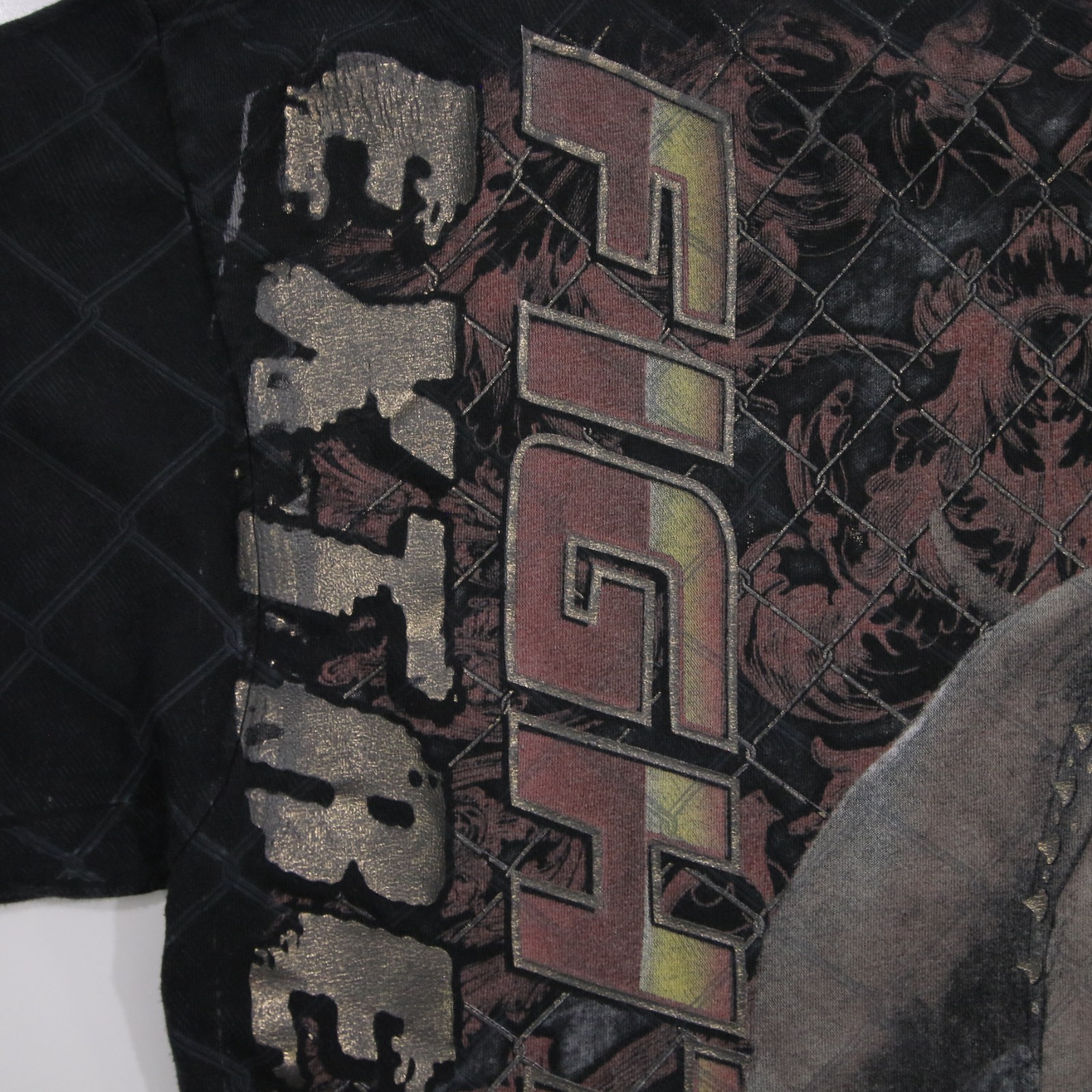 Vintage Rude Dog Tee All Over Print Pittbull Art Y2K T Shirt Large Cage Fighting