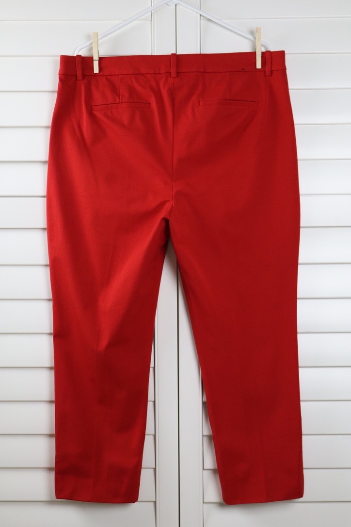 J.CREW Factory NWT $98 Solid Red Kallie Cotton Blend Straight Leg Pants Size 16
